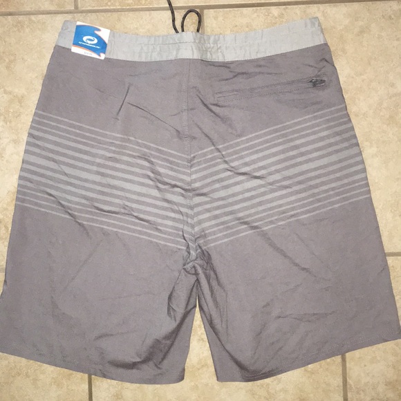 Men’s Gray Striped Outrageous Board Shorts - Picture 2 of 4